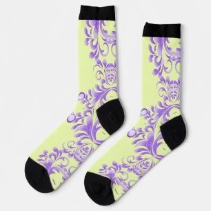 Calcetines Bloom oceánico: Armonía de onda morada / Arte eleg