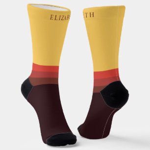Calcetines Bloque de color negro de marrón rojo amarillo pers