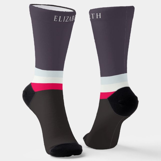 Calcetines Bloque de color negro rojo gris azul personalizado (Angular)