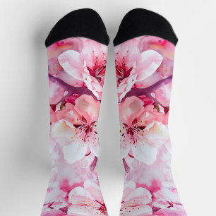 Calcetines Blossom de pepita rosa suave vintage