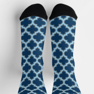 Calcetines Blue and Baby Blue Trellis, Lattice, Quatrefoil