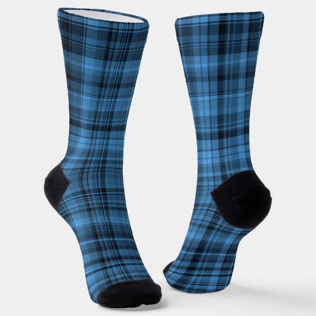 Calcetines Blue Black Plaid Pattern (Angular)