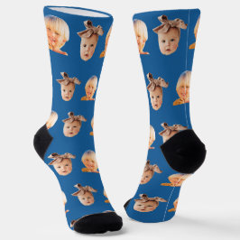 Calcetines Blue Funny Personalizado 2 Face Photo Dad