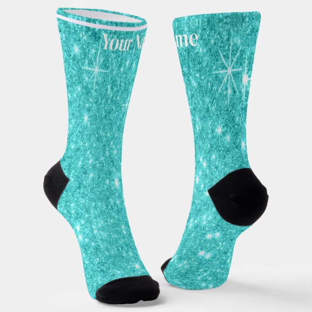 Calcetines Blue Green giltter | Custom Name (Angular)