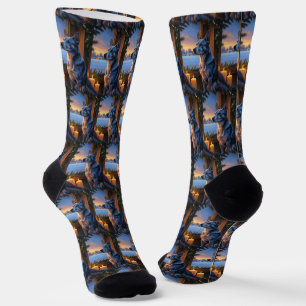 Calcetines Blue Heeler con vacaciones de Navidades Luminosos