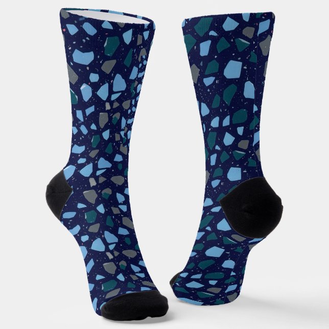 Calcetines Blue Hour Terrazzo Seamless Pattern (Angular)