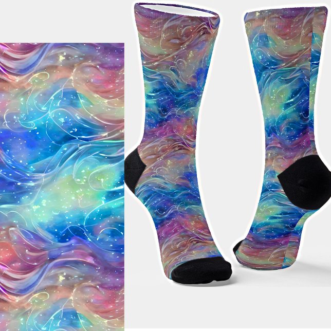 Calcetines Blue Mauve White Pearly Floaty Swirls (Subido por el creador)