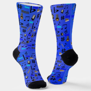 Calcetines Blue Musical Instrument's, zócalos de la tripulaci