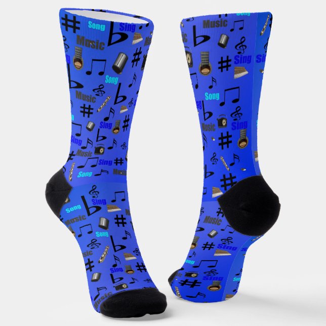 Calcetines Blue Musical Instrument's, zócalos de la tripulaci (Angular)