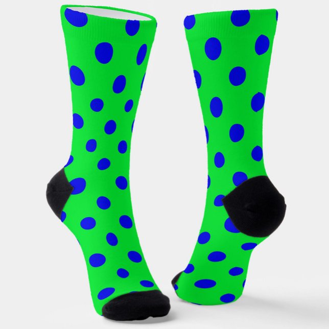 Calcetines Blue On Green Polka Dots Pattern Design  (Subido por el creador)