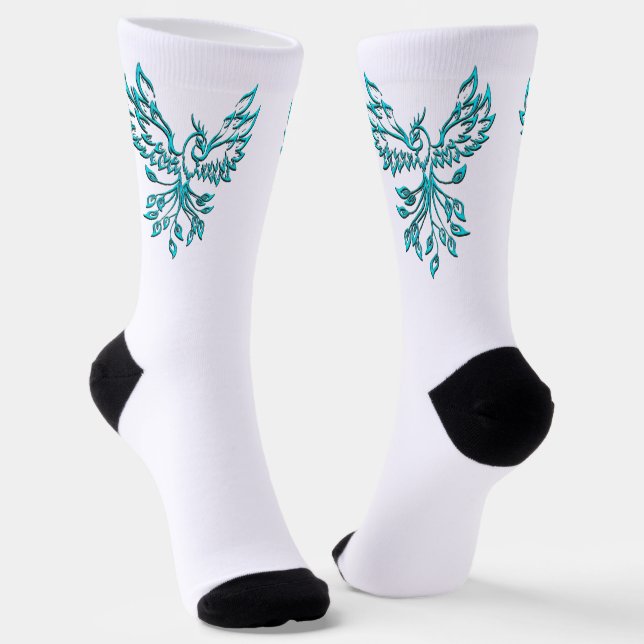 Calcetines Blue Phoenix Rising en Blanco (Angular)