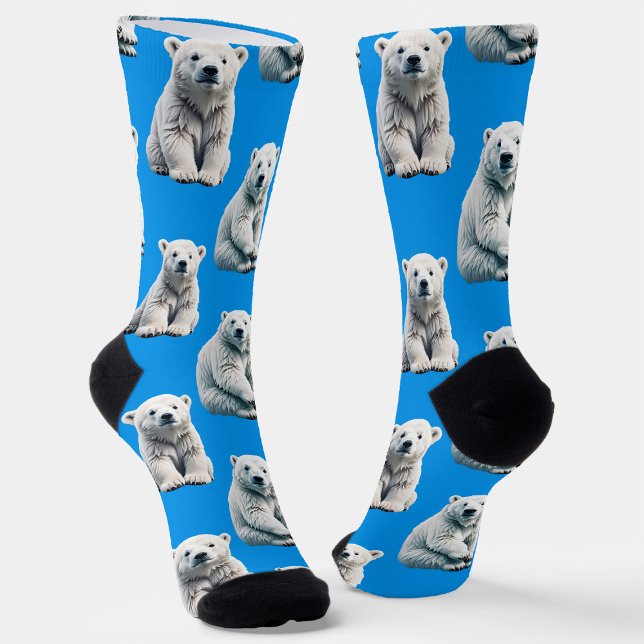 Calcetines Blue Polar Bear Pattern Design  (Subido por el creador)