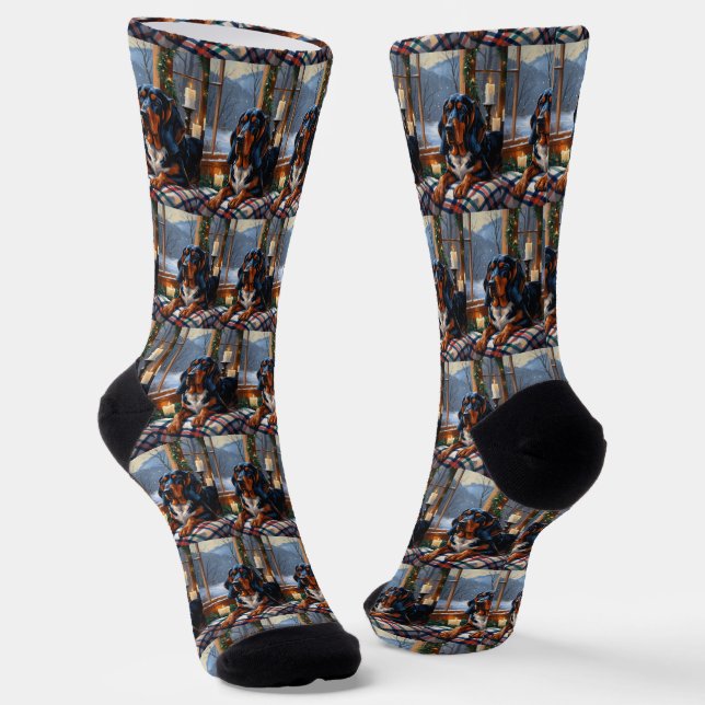Calcetines Bluetick Coonhound con Luces de Navidad Fiesta (Angular)