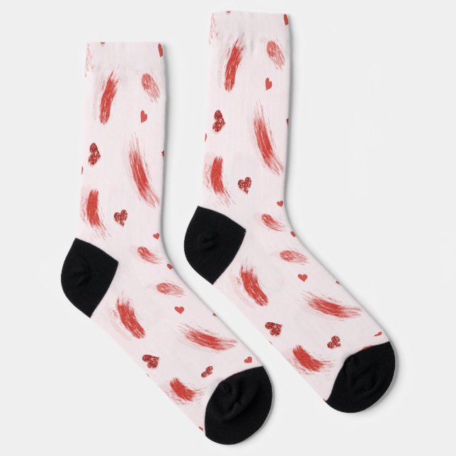 Calcetines Blush Pink Red Hearts (Derecha)