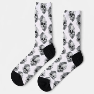 Calcetines Boceto de Calavera y Rosas