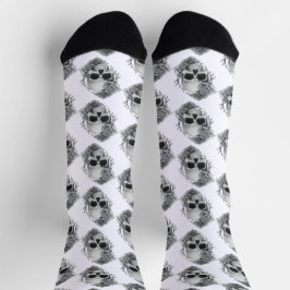 Calcetines Boceto de Calavera y Rosas