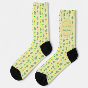 Calcetines Boda de verano tropical Piña y hojas de palmera
