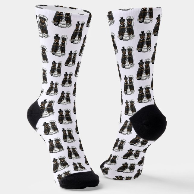 Calcetines Boda Rottweilers Bride y Groom Dogs Cute (Angular)