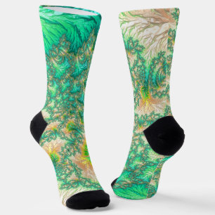 Calcetines Bohemio Vibrante Trippy Fractal Abstracto Espiral