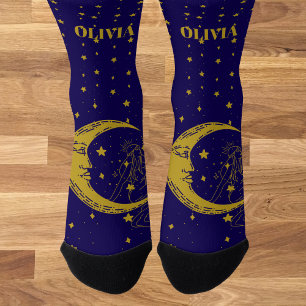 Calcetines Boho Celestial Woman Whimsical Moon Stars