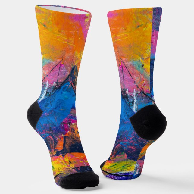 Calcetines Boho hippie arcoiris pastel unicornio tintineo azu (Angular)
