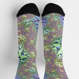 Calcetines Boho Hippie Groovy brillante fractal arcoiris colo