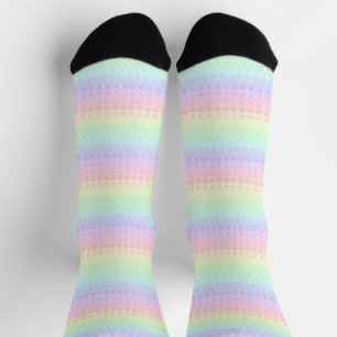 Calcetines Boho Kawaii Lindo Funky Pastel Arcoíris Cuadros