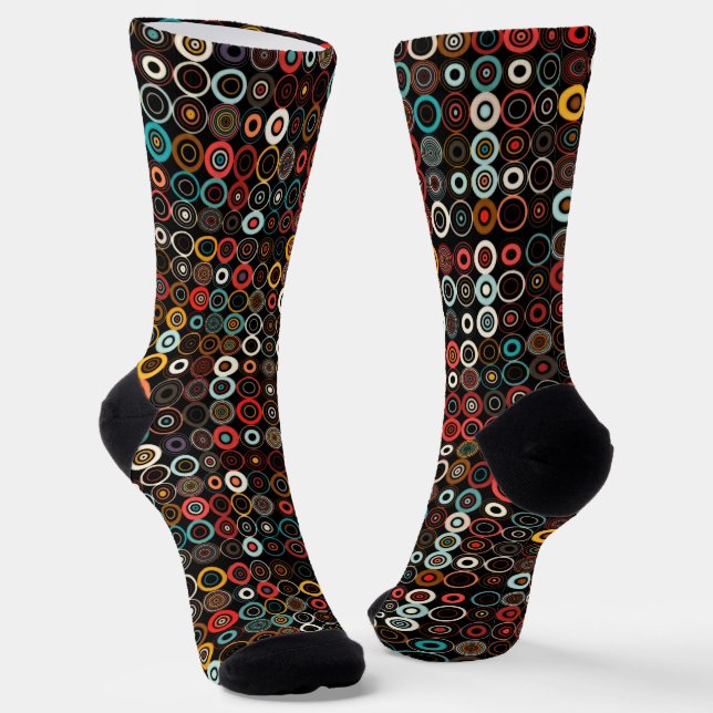 Calcetines Boho Moda zarpa con arte retro círculo (Angular)