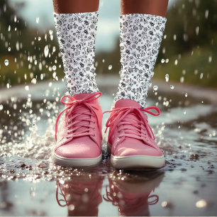 Calcetines Boho Summer Honey Bee Floral Patrón de miel Blanco