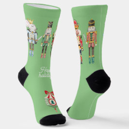 Calcetines Bonito acuarela arte de nutcracker Xmas verde