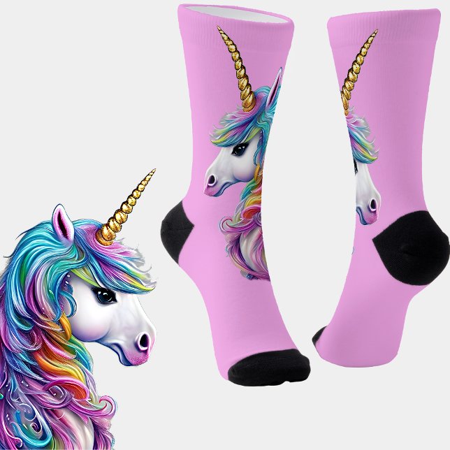 Calcetines Bonito Fantasía Unicornio en rosa (Subido por el creador)