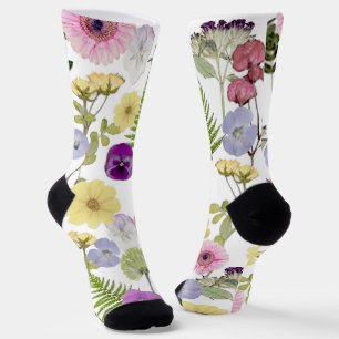 Calcetines Bonito Patrón de flores silvestres Botánico