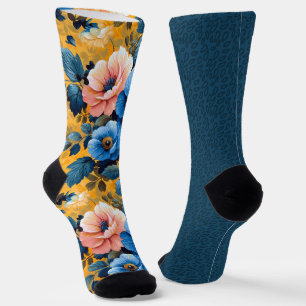Calcetines Bonito Patrones de Naranja amarillo azul no coinci