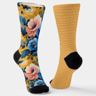 Calcetines Bonito Patrones de Naranja amarillo azul no coinci
