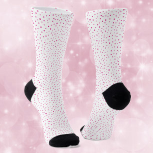 Calcetines Bonito Resumen de puntos de polka rosa brillante e