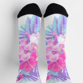 Calcetines Bonito Rosa Azul Púrpura Floral Tropical