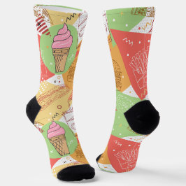 Calcetines Bonito y divertido patrón de helados fritos france