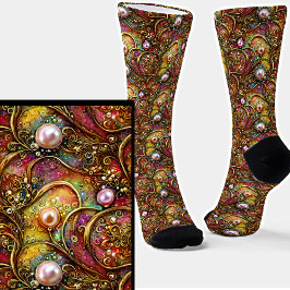 Calcetines Bonitos Pastels Gold Filigree & Pearls