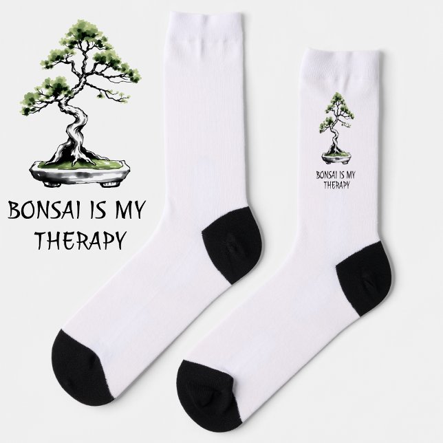 Calcetines Bonsai is My Therapy funny quote for bonsai lovers (Subido por el creador)