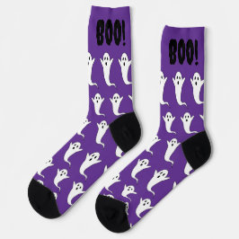 Calcetines ¡Boo de Halloween! Fantasma morado negro zócalos b