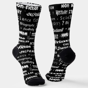 Calcetines Bookworm tipográfico de géneros de libros