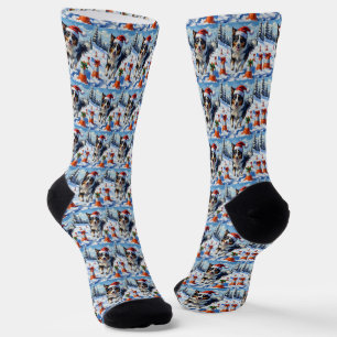 Calcetines Border Collie Perro Navidad Nieve Agilidad Diversi