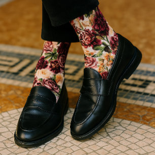 Calcetines Borgoña y Rubor Floral