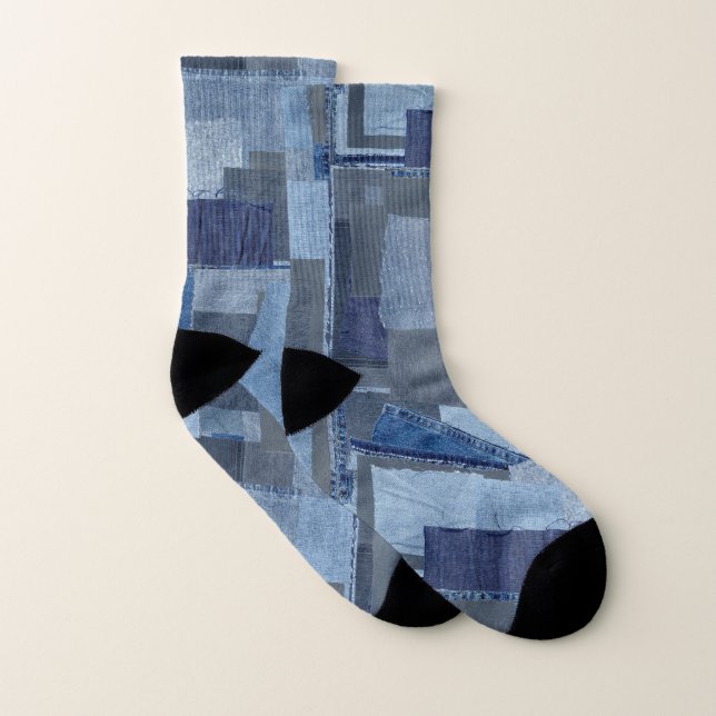Calcetines Boro Boro Blue Jean Patchwork Denim Shibori (Par)