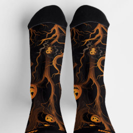Calcetines Bosque atormentado con la linterna de Halloween Ja