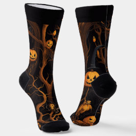 Calcetines Bosque Embrujado con Jack-o'-lantern de Halloween