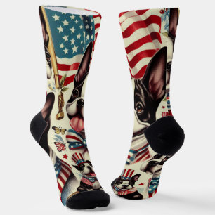Calcetines Boston Terrier Vintage Seamless Ilustracion