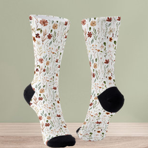 Calcetines Botánico Floral de Flor Silvestre Vintage Acuarela