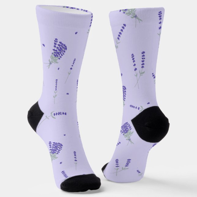 Calcetines Botánico floral de lila lavanda (Angular)