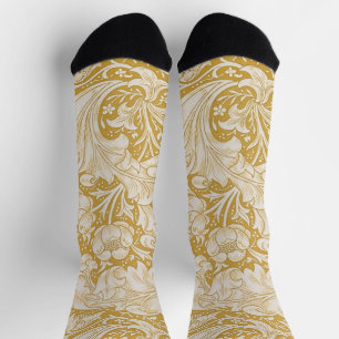 Calcetines Botón de soltero floral dorado de William Morris